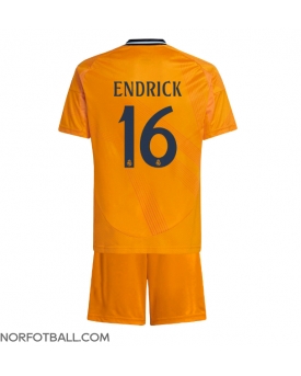Billige Fotballdrakt Real Madrid Endrick #16 Replika Bortedraktsett Barn 2024-25 Kortermet (med bukser)